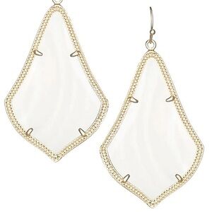 Kendra Scott White & Gold Alexandra Statement Earrings